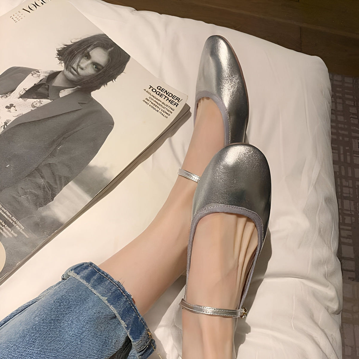 NOVA Ballerines Mocassins Rondes Vernies en Cuir Végan
