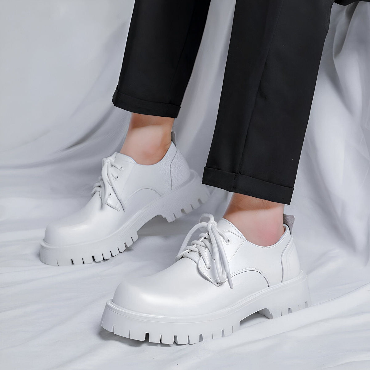 Lux Mocassins Homme Cuir Végan Plateforme Décontractés