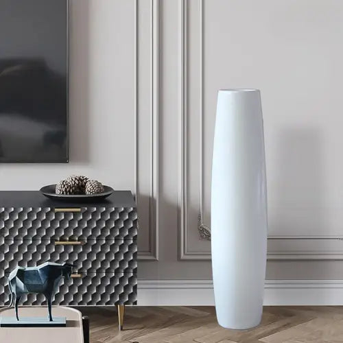 Grand vase blanc à poser au sol
