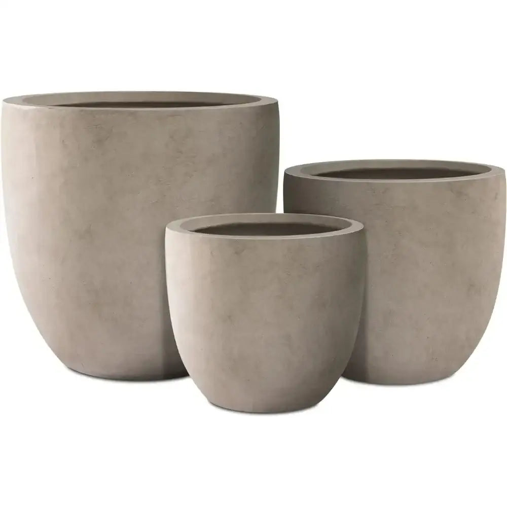 Lot de 3 gros pots de fleurs extérieur en béton