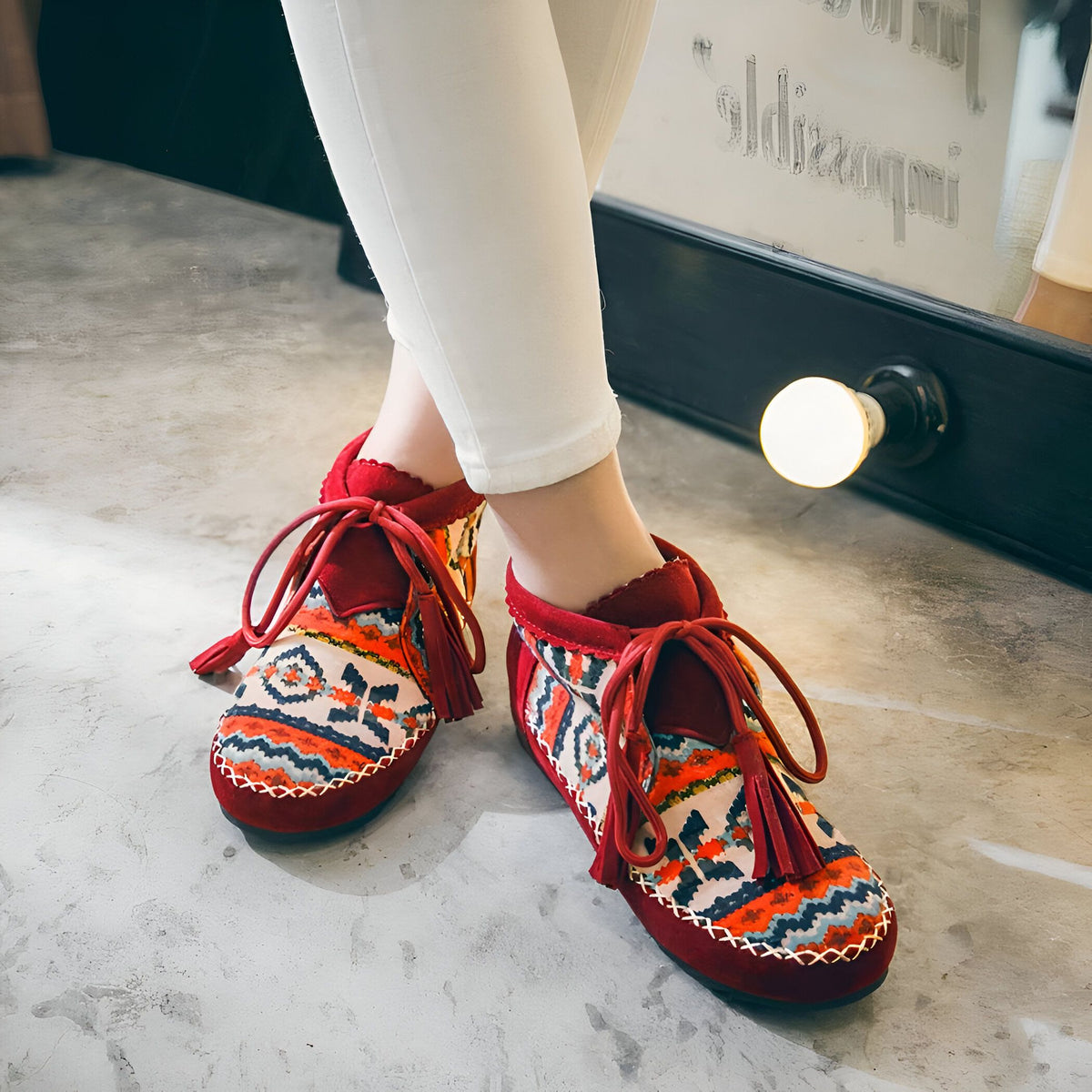 Mocassins Signature Style Amérindien à Motifs Ethniques