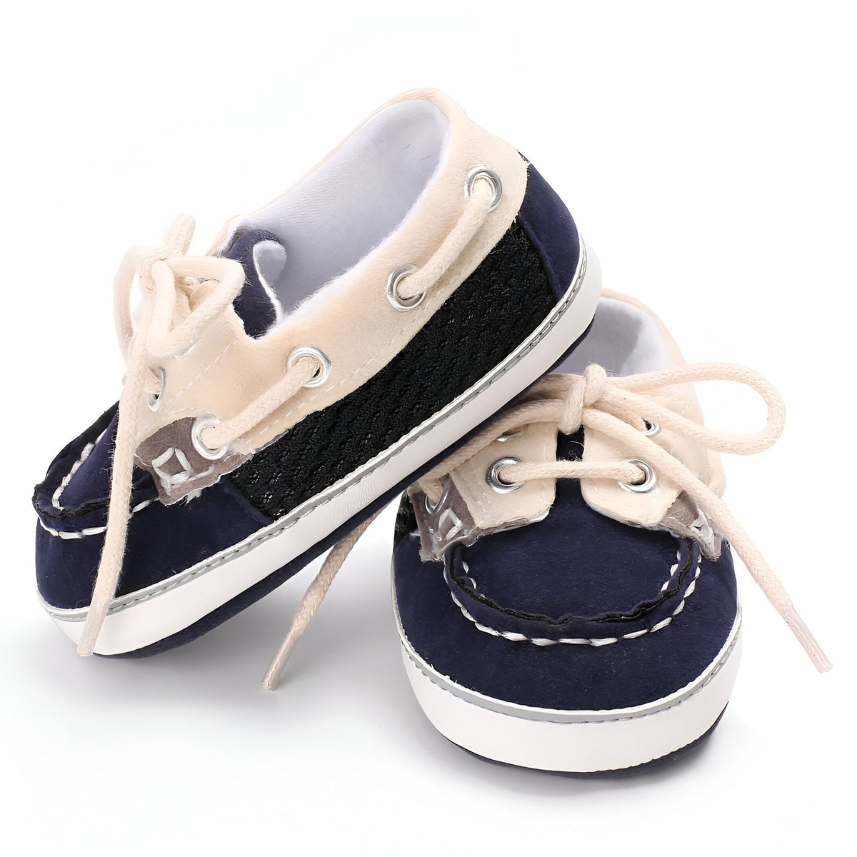 KidzLuxe Mocassins Bébé Bicolores Lacets Élégants