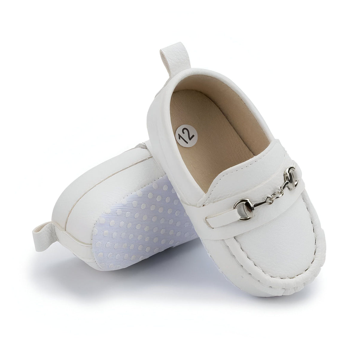 KidoLux Mocassins bébé aspect cuir, mors argenté