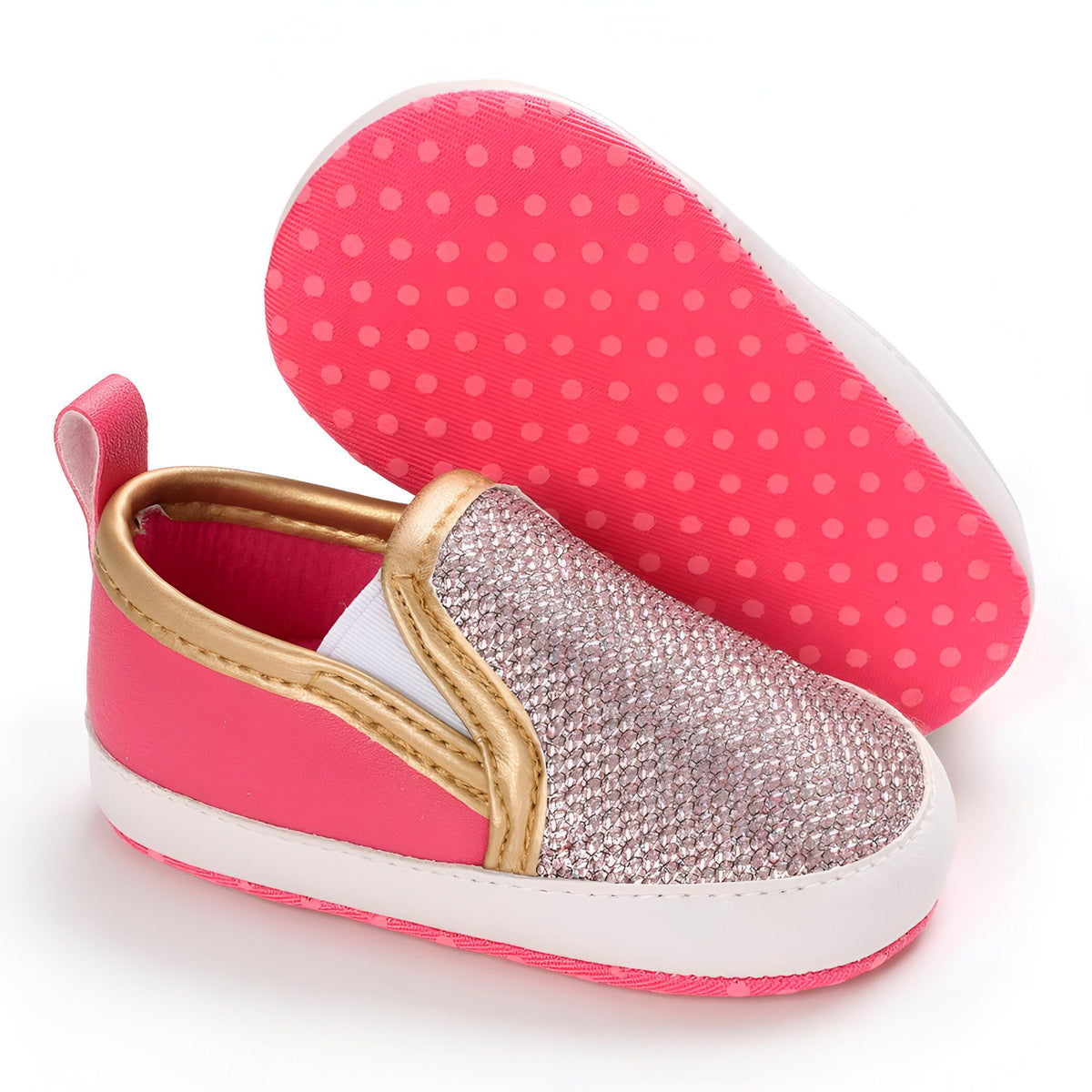 Nova Mocassins bébé fille souples paillettes faciles