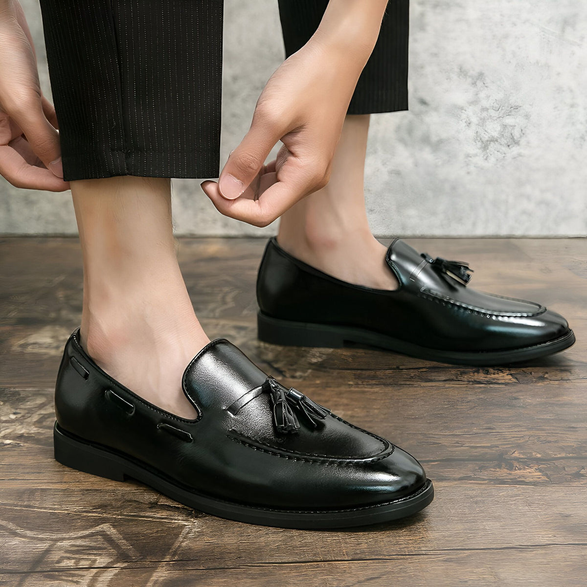 Signature Mocassins Homme Classiques Glands Cuir Lisse