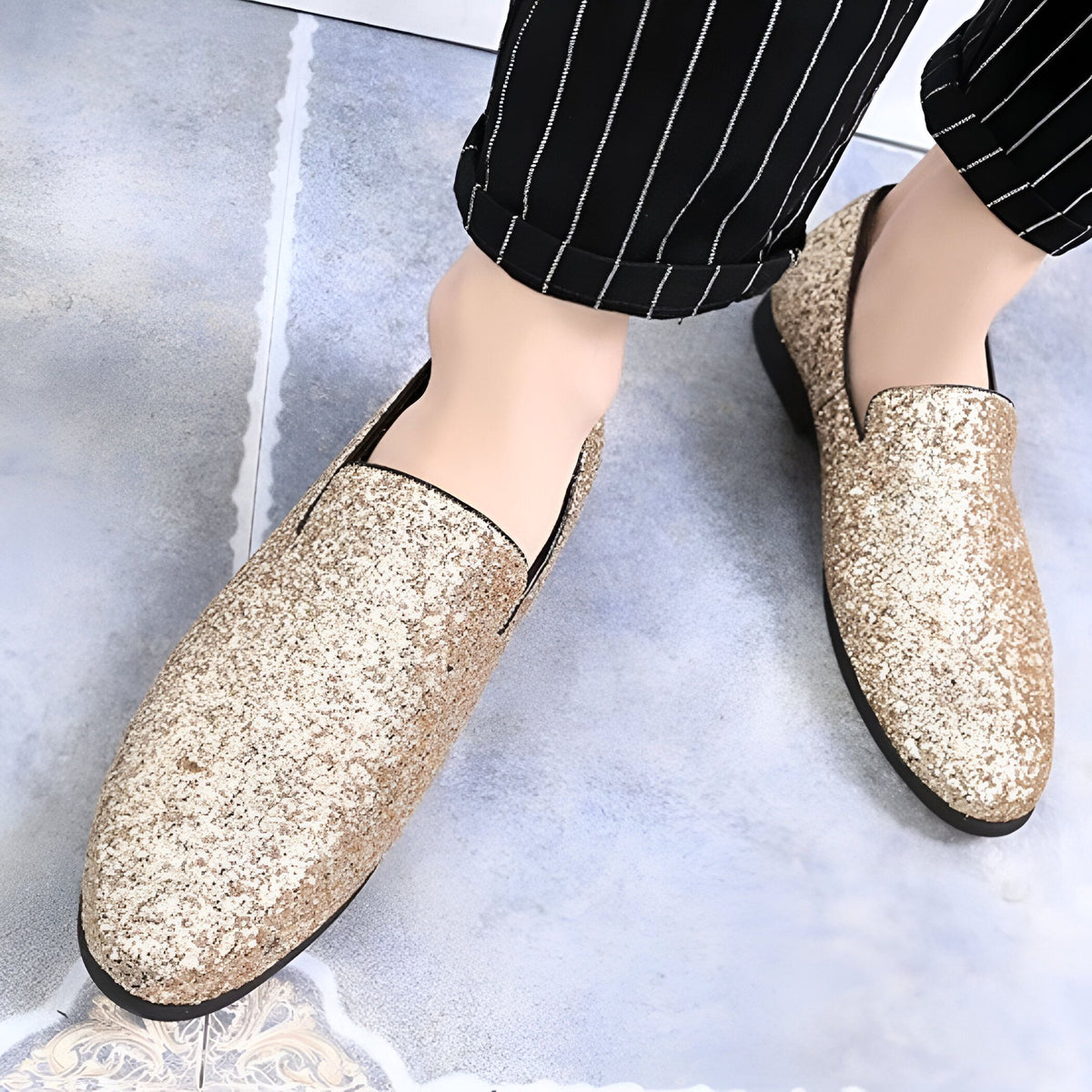 LuxeNova Mocassins Homme Paillettes Élégance Festive