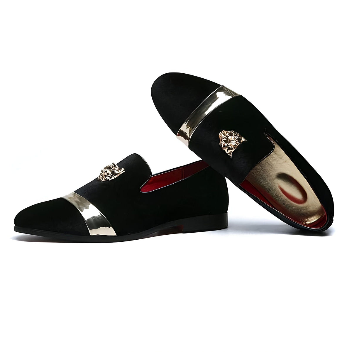 BrandX Mocassins Velours Écusson Tigre Homme Mariage