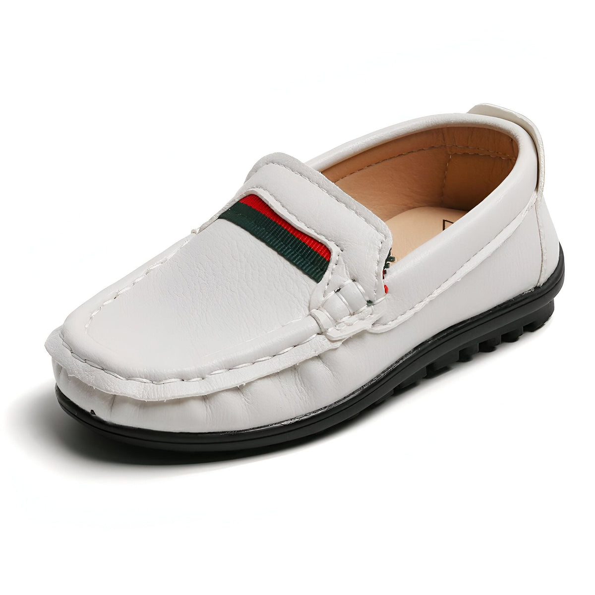 Brandé Mocassins Garçons Cuir Souple Bandes Colorées