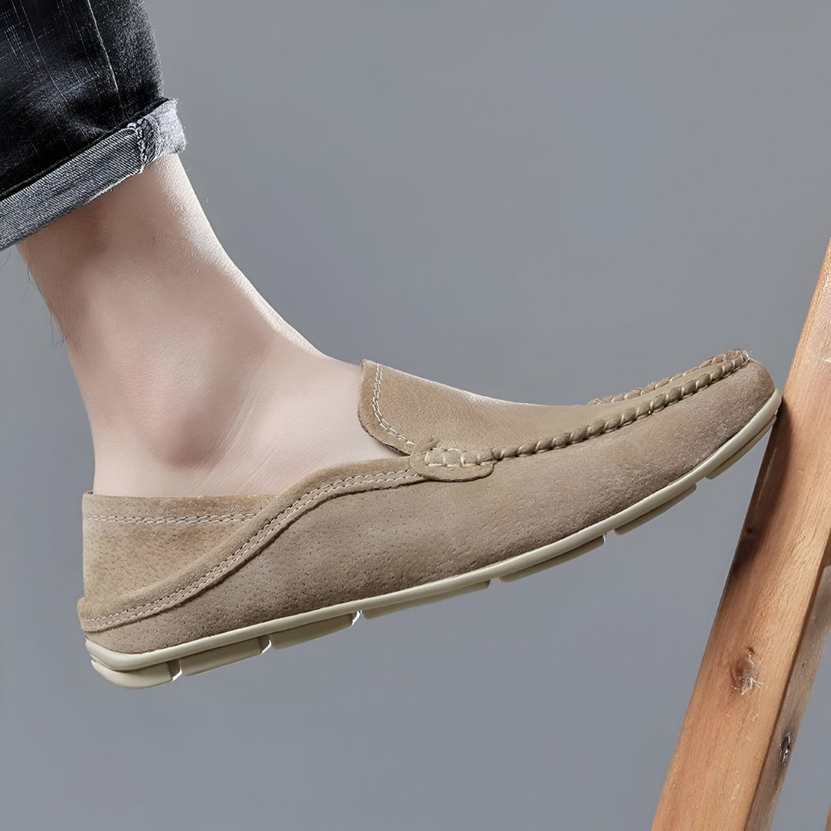 Elegance Mocassins Cuir Homme Beige Marron Confortables
