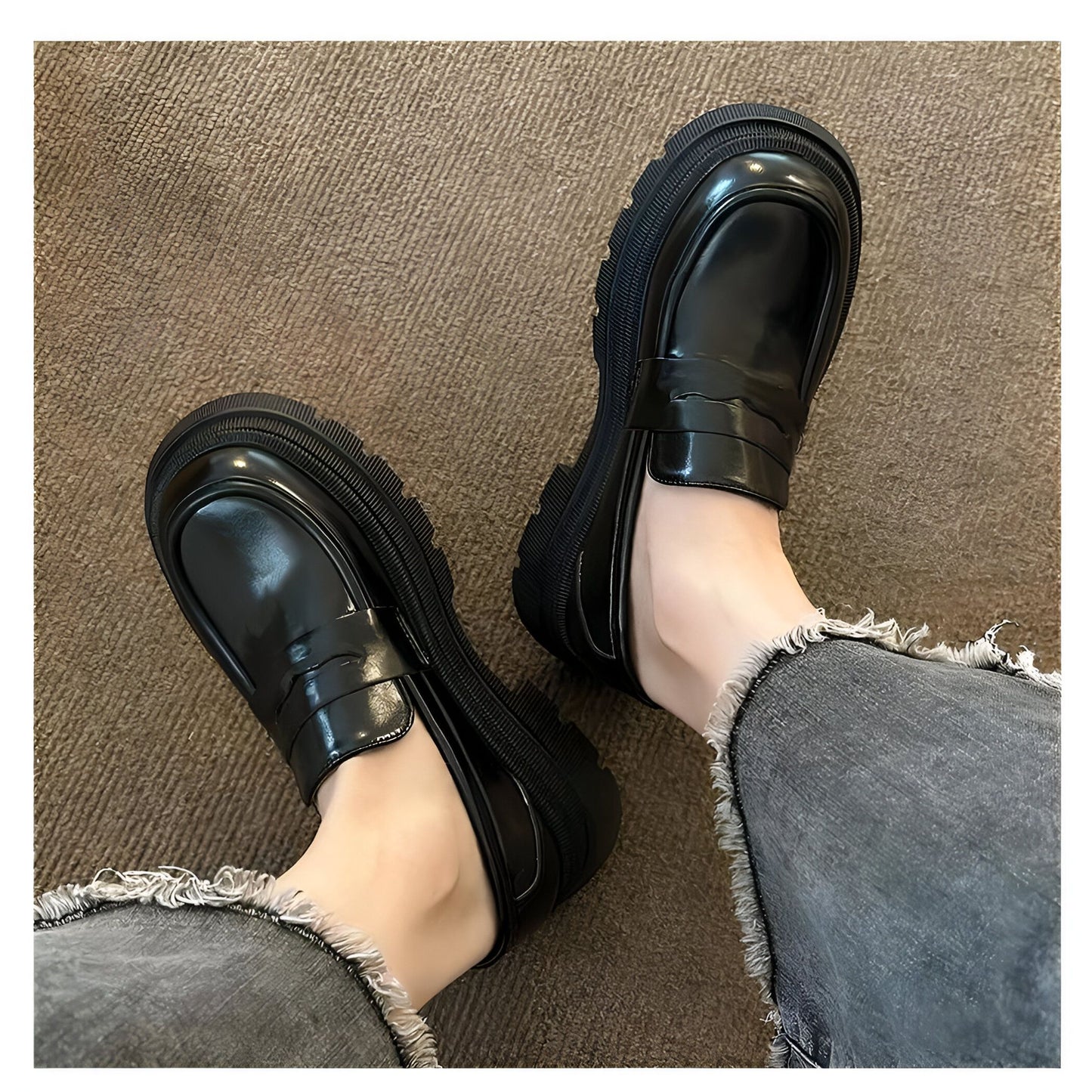 ChicLine Mocassins Femme Plateforme Style Britannique