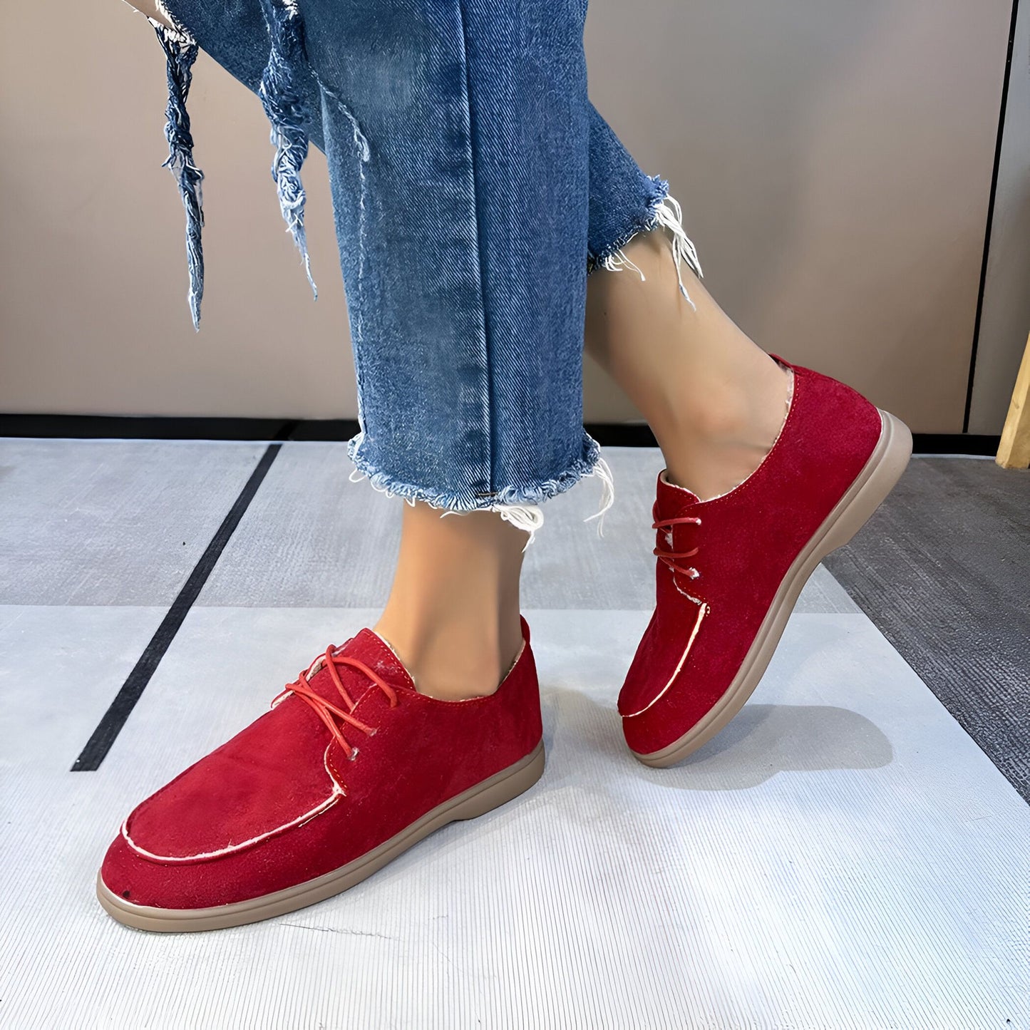 Arcade Mocassins femme lacets effet daim