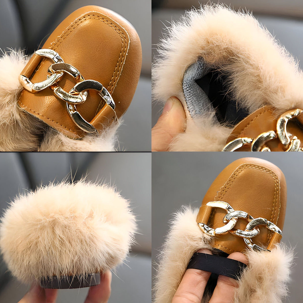 LumaKids Mocassins Fille Laine Douce Hiver Chaudes