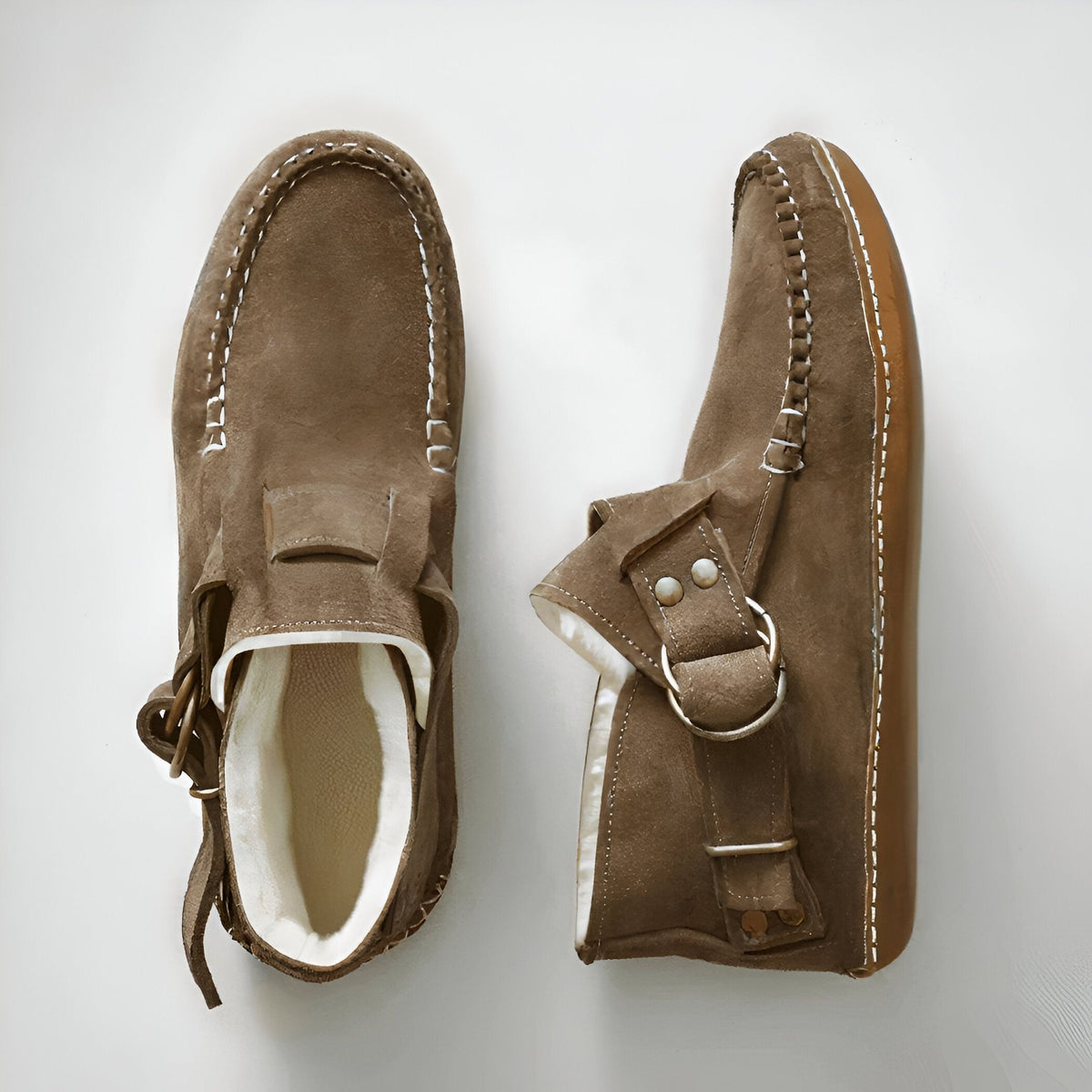 Nova Mocassins Fourrés Simili Cuir Style Indien Boucle