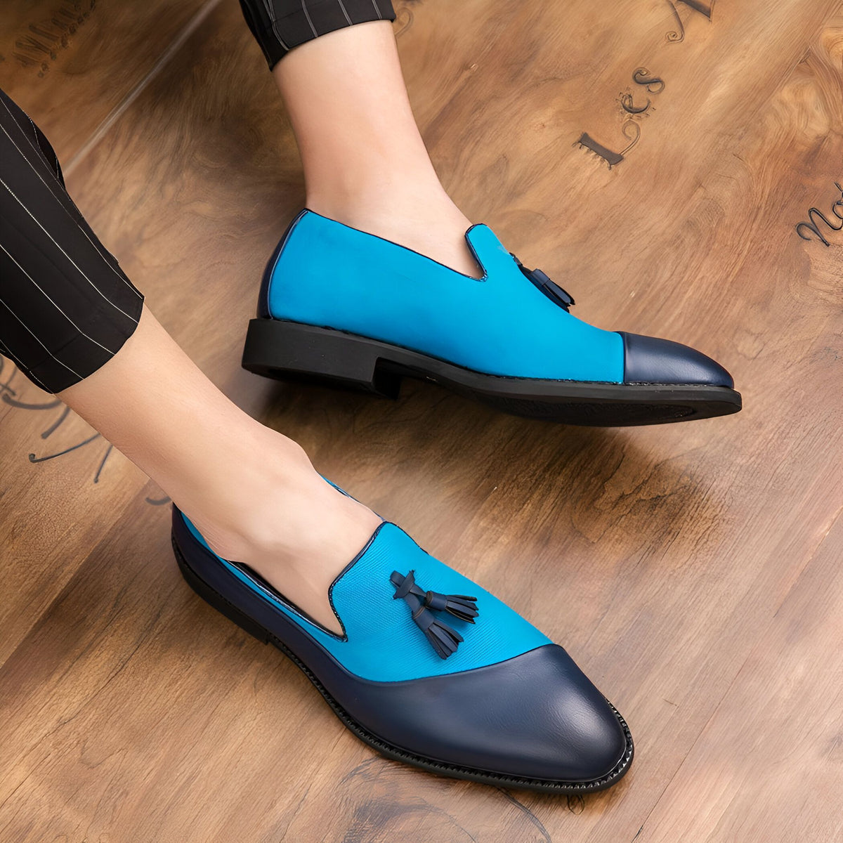Mocassins Homme Bi-Matière à Glands Contrastés-Prestige