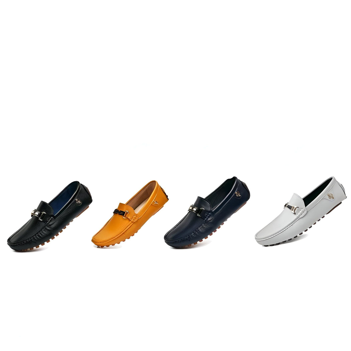 NOVA Mocassins Homme Souples Effet Cuir Boucle Dorée