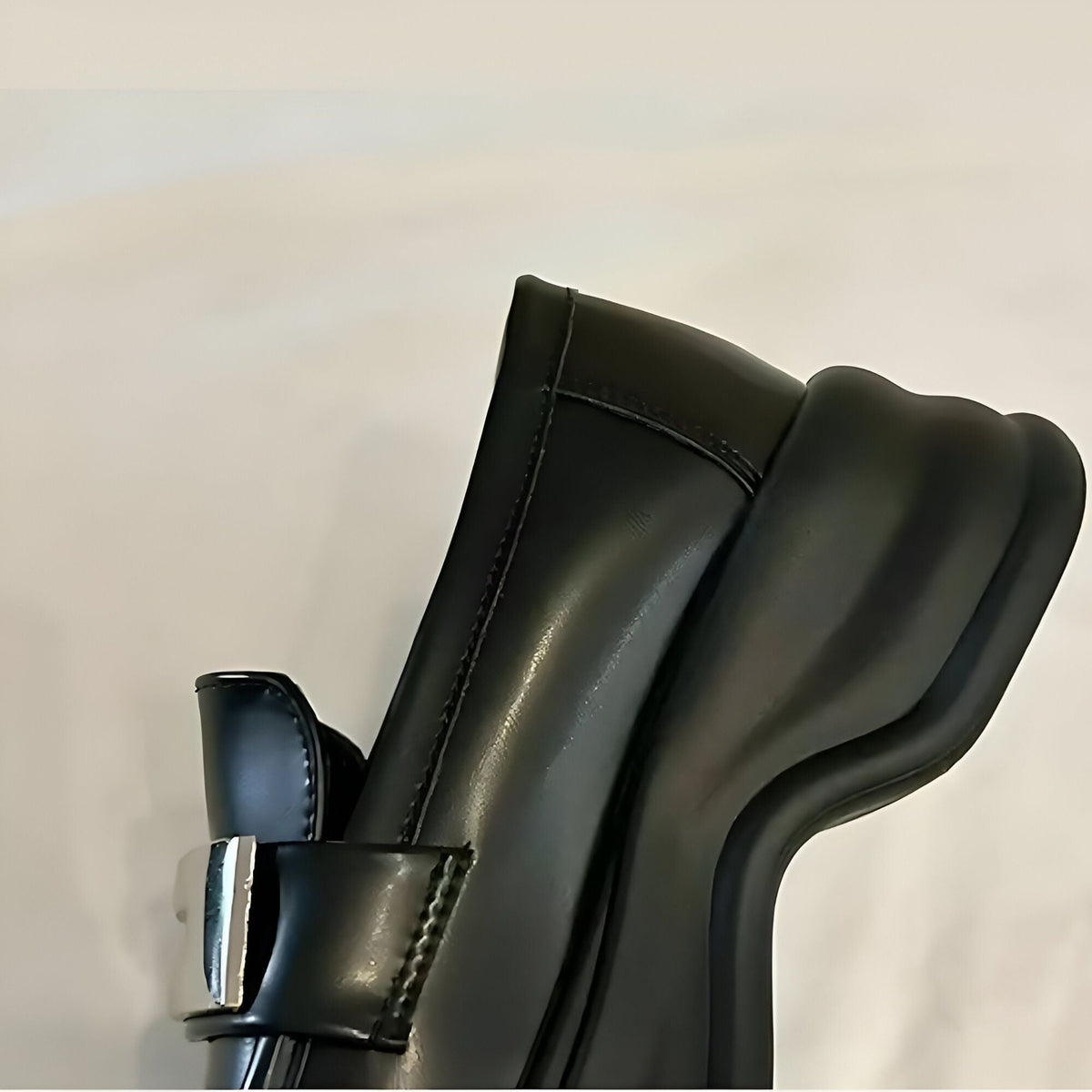 NovaBrand Mocassins plateforme bride argentée confort