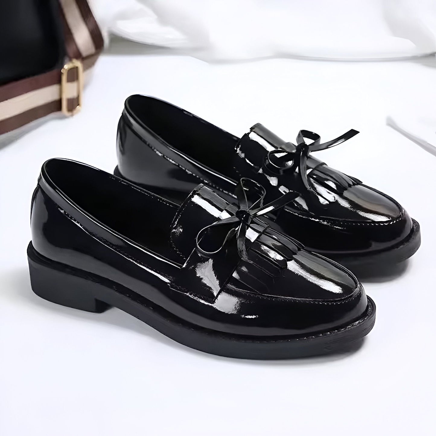 Belia Mocassins Femme Vernis Synthétique Nœud & Franges