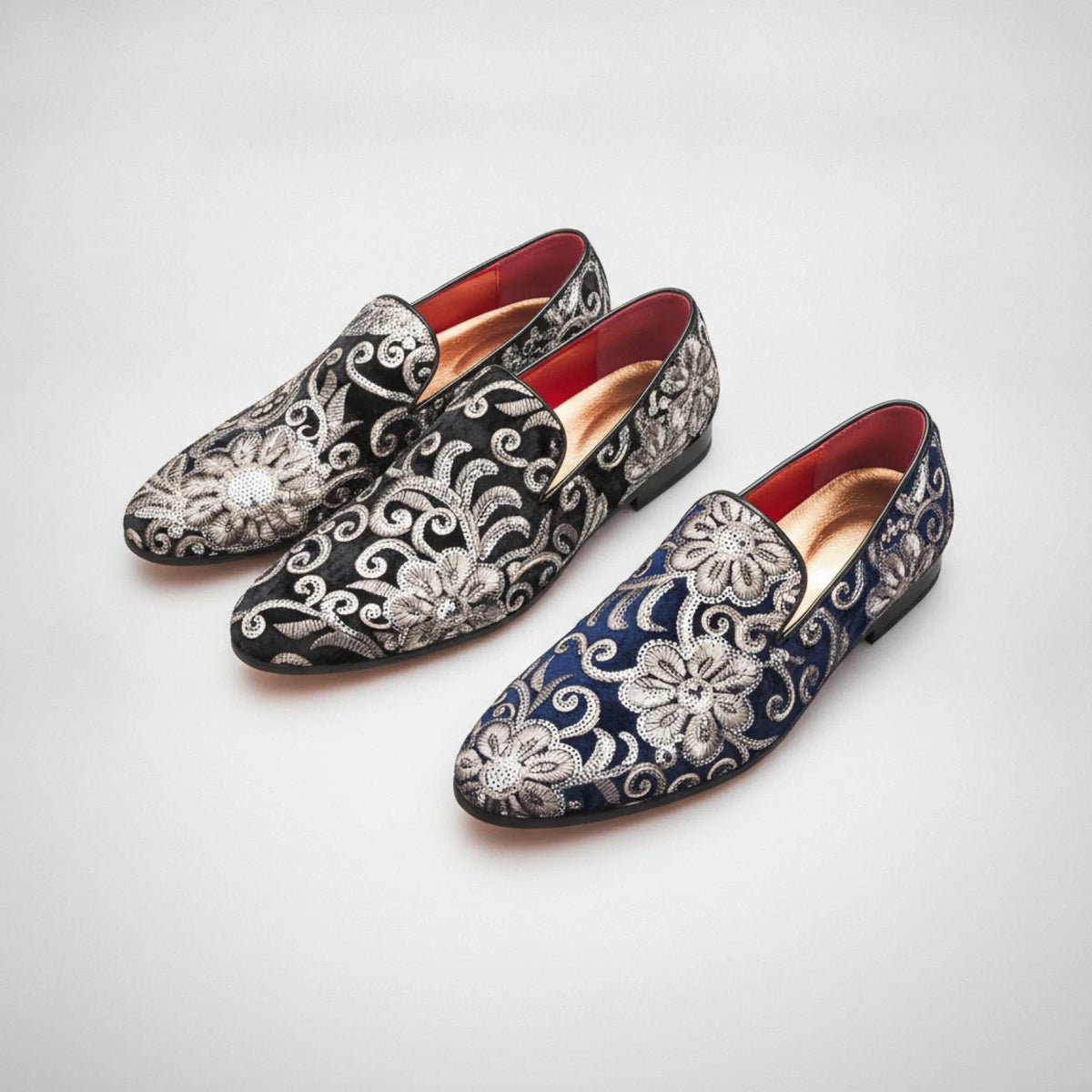 Mocassins Pro Cérémonie Velours Brodés Fleurs & Sequins