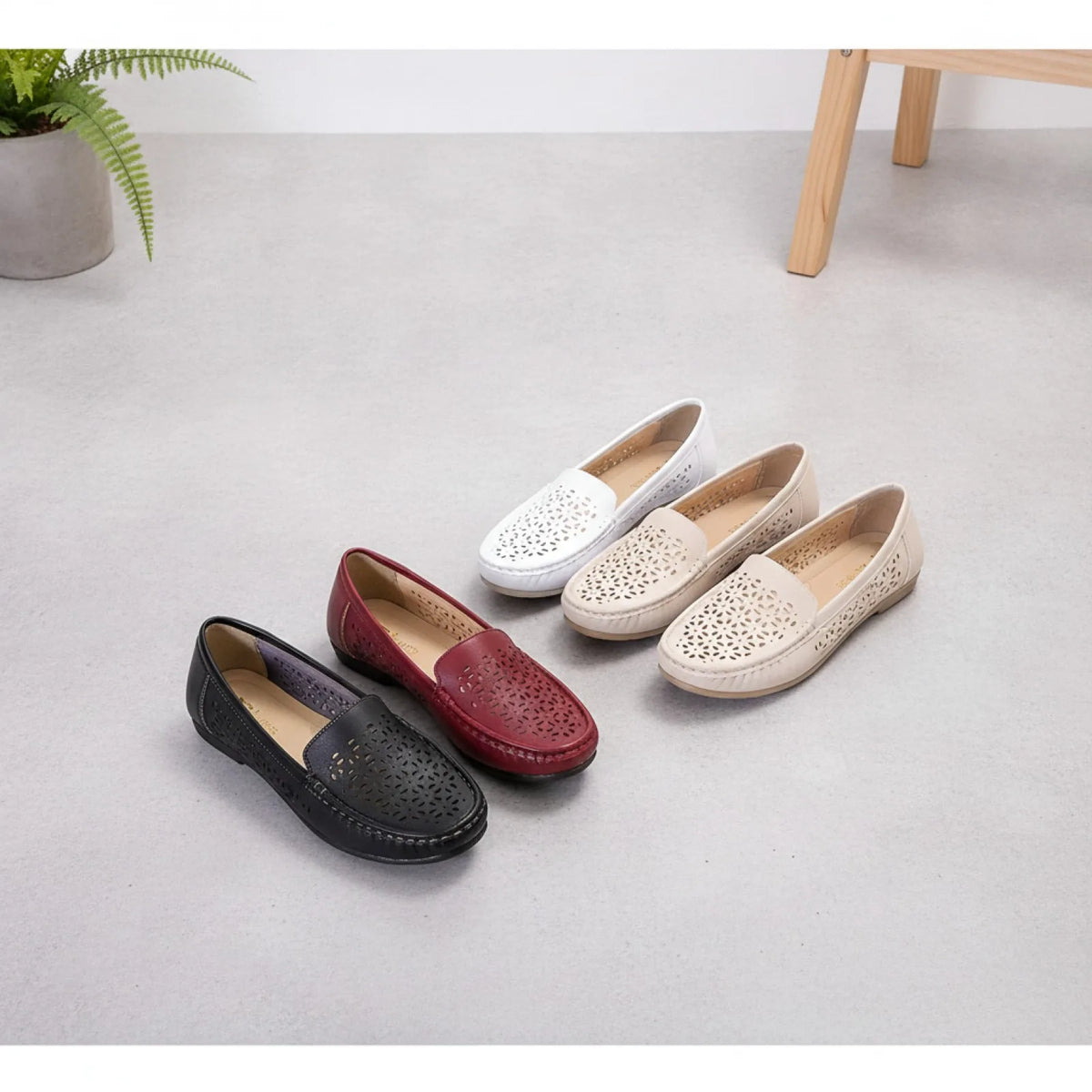 Luxe Mocassins Été Ajourés Confortables Cuir Végan
