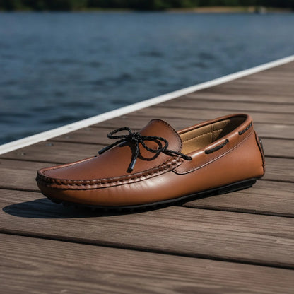 LuxeX Mocassins bateau homme aspect cuir vintage