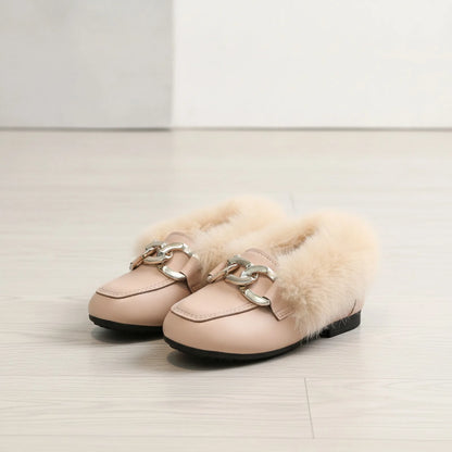 LumaKids Mocassins Fille Laine Douce Hiver Chaudes