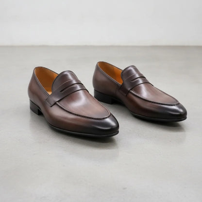 Luxe Mocassins Homme Cuir Marron Foncé - Élégance