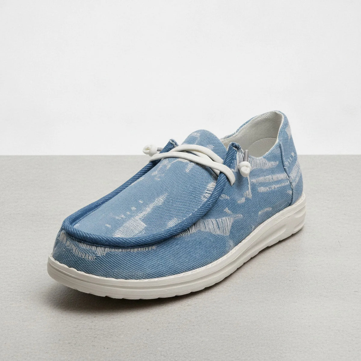 Nova Mocassins Femme Toile Jean Bleu - Style Bateau
