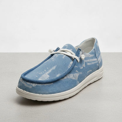 Nova Mocassins Femme Toile Jean Bleu - Style Bateau