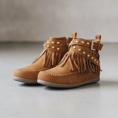 Bottines Indiennes Franges Boucles Cuir Végan™
