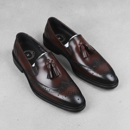 BrandX - Mocassins Homme Cuir Marron à Gland