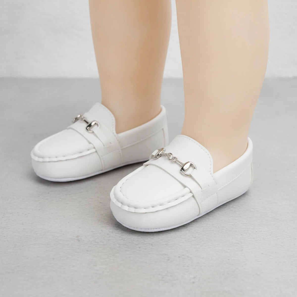 KidoLux Mocassins bébé aspect cuir, mors argenté