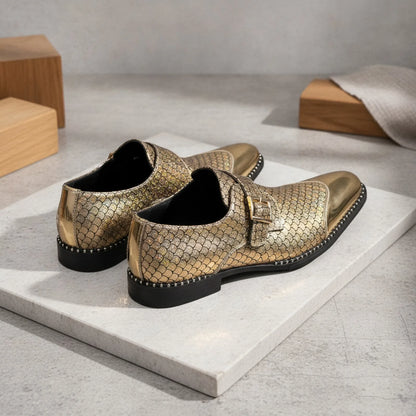 Mocassins Pointus Dorés - Style Distingué pour Hommes
