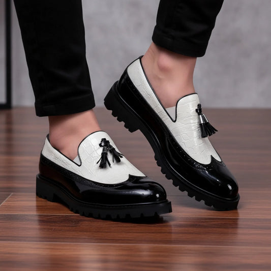 Mocassins Homme Vernis Glands Noir & Blanc Edition