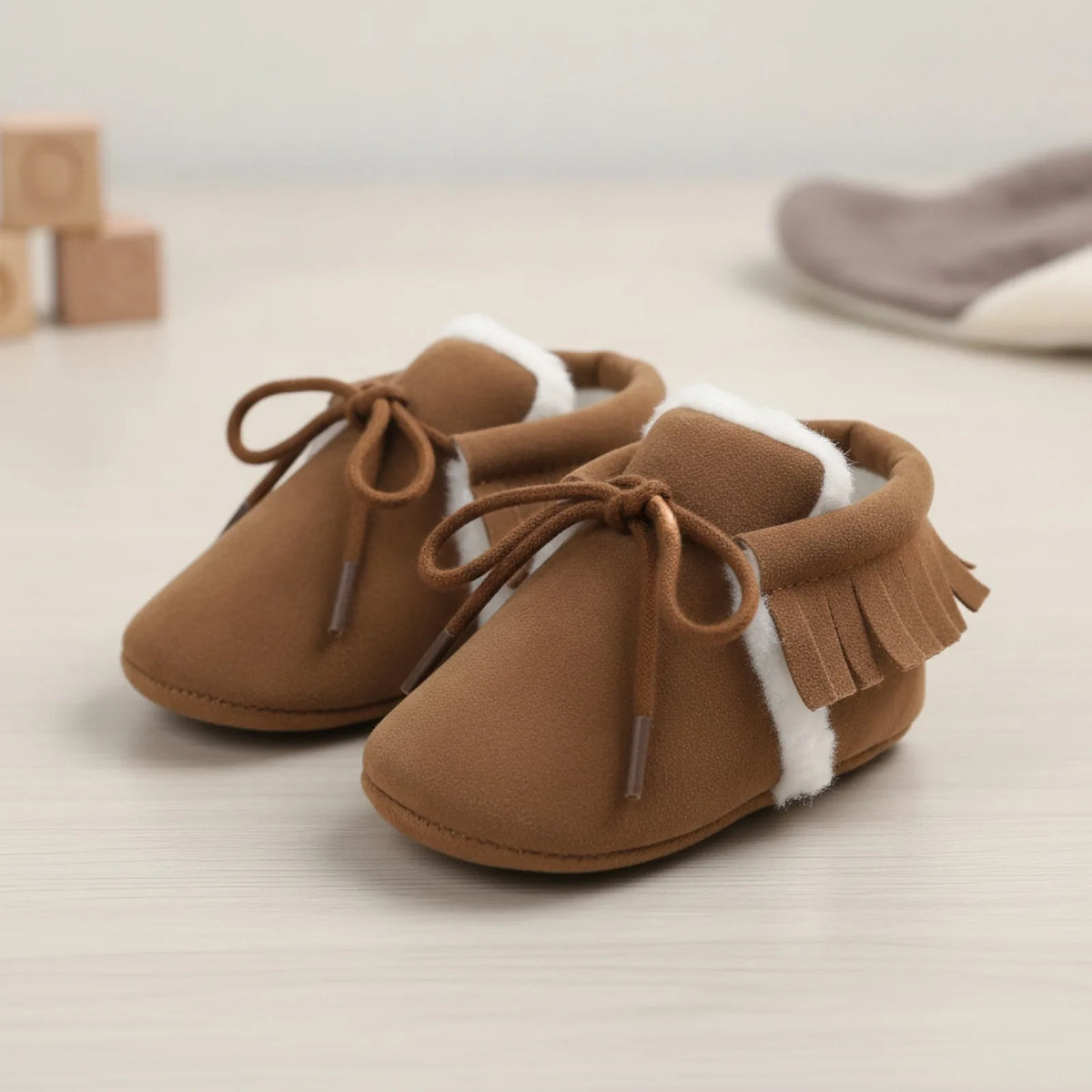 Kido Chaussons Mocassins Bébé Fille Hiver Simili Daim
