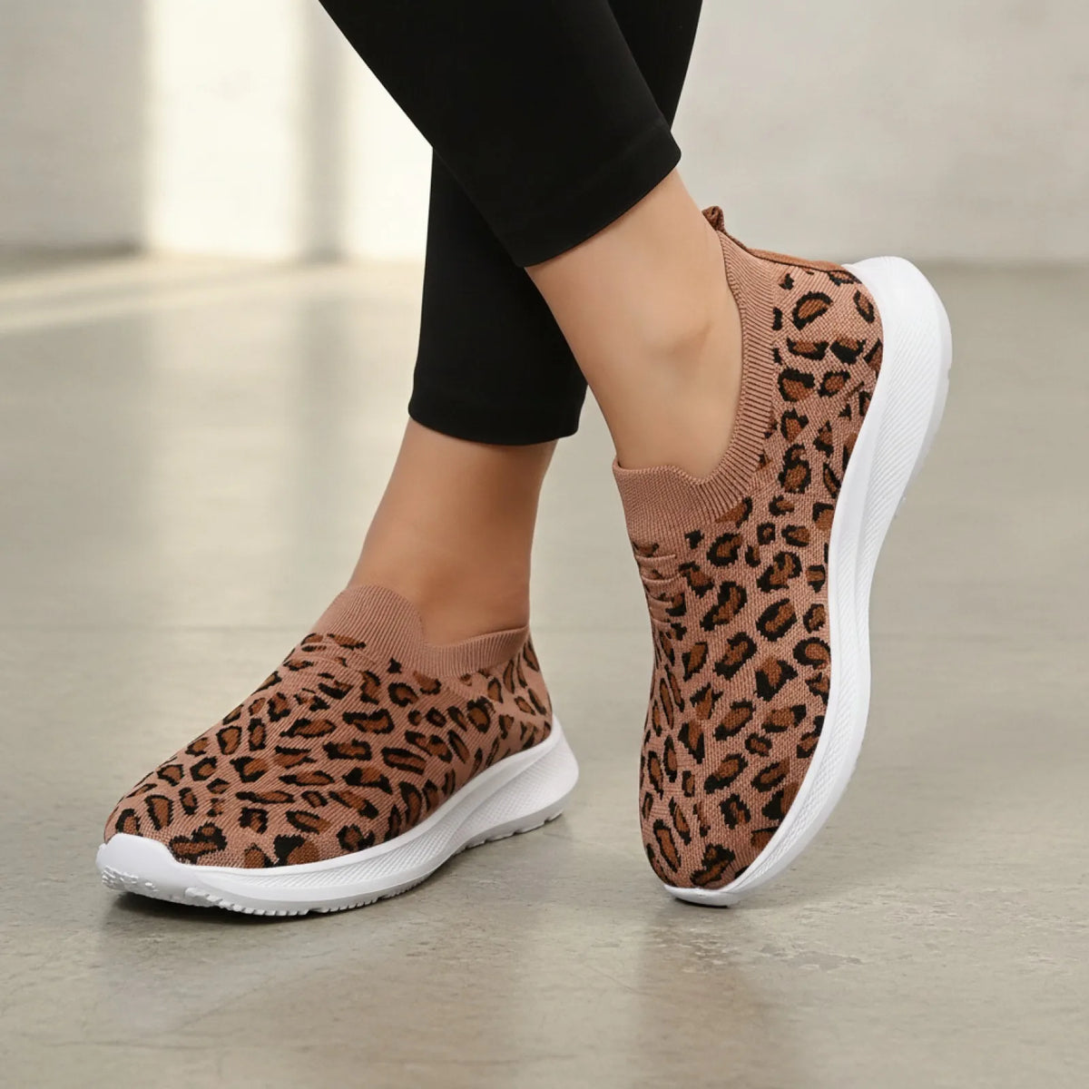 Mocassins Femme: Confortables en Maille Motif Léopard