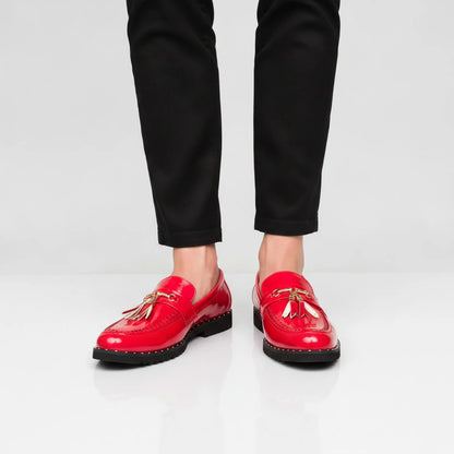 LX Mocassins Vernis à Glands et Boucle Dorée pour Homme