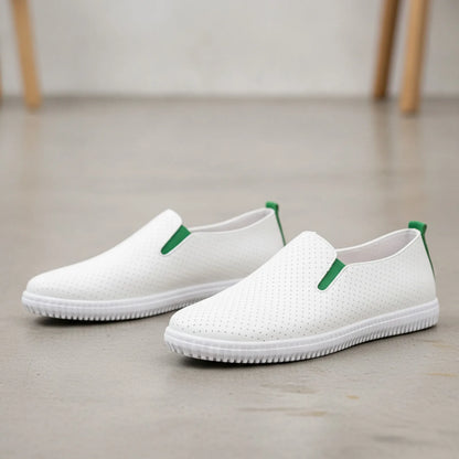 NovaFoot Mocassins Blancs Cuir Végan Perforé Souple