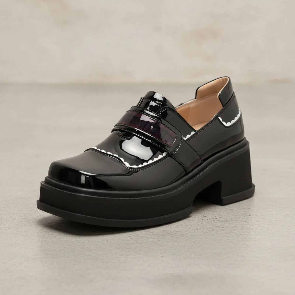 Mocassins Plateforme Femme Design Noir Original Edition