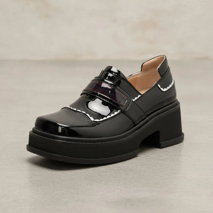 Mocassins Plateforme Femme Design Noir Original Edition
