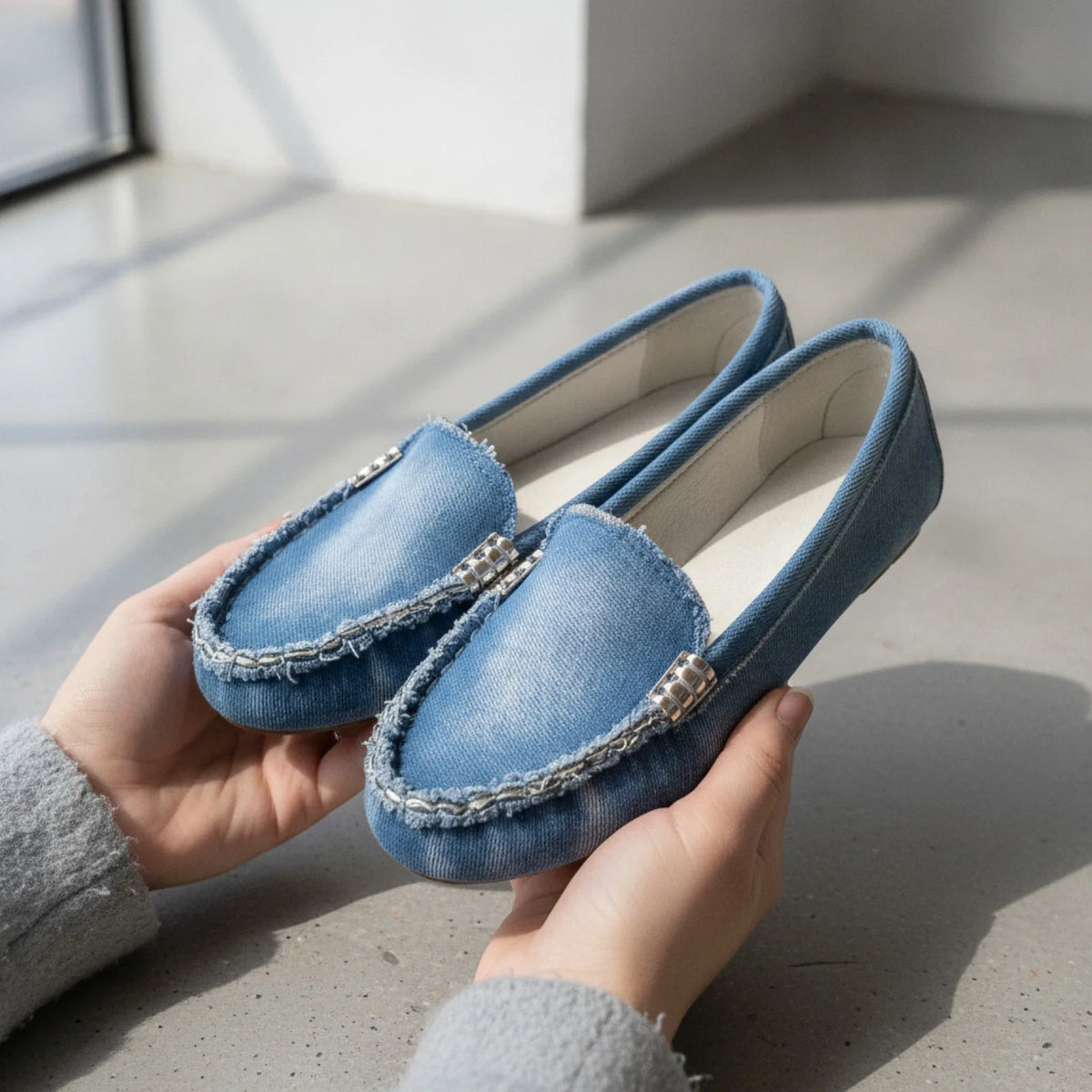 BrandX Mocassins Femme Style Jean Délavé - Confortable