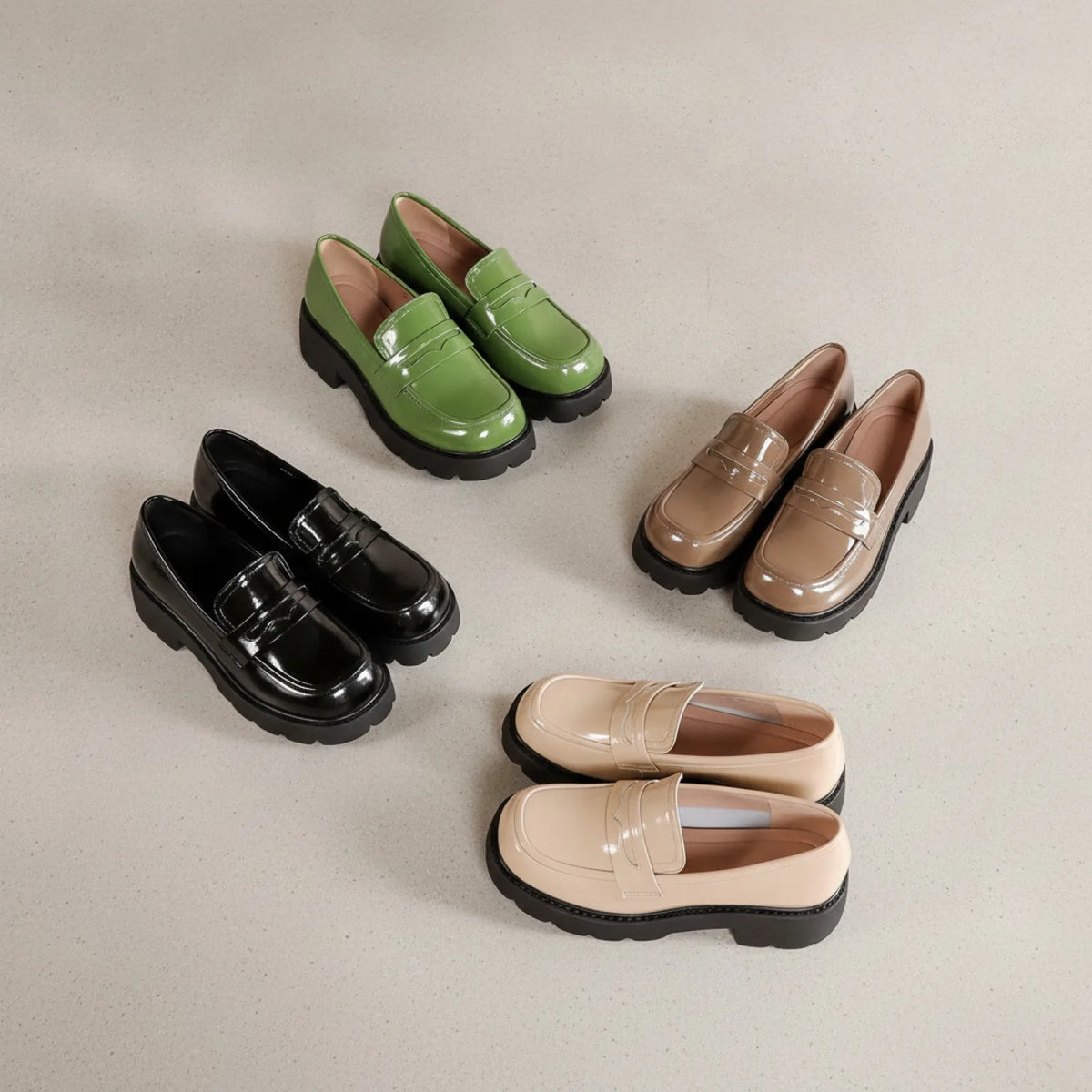 Nova Mocassins femme cuir synthétique vernis plateforme