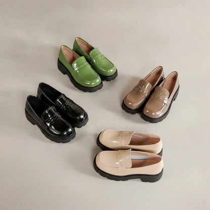 Nova Mocassins femme cuir synthétique vernis plateforme