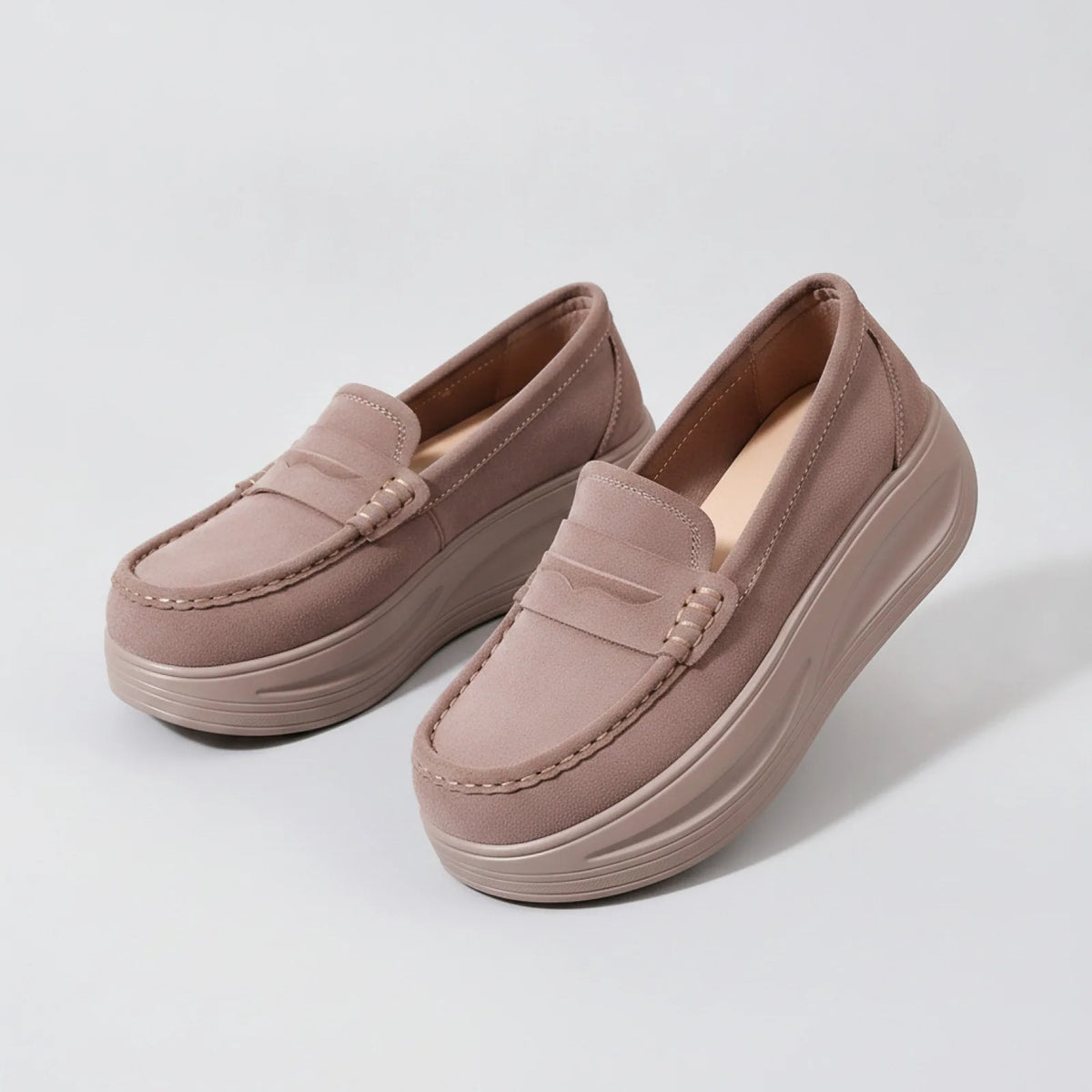 Blis Mocassins Femme Plateforme Synthétique Aspect Daim