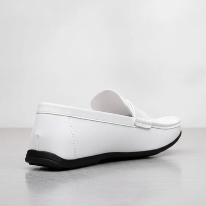 LuxeFoot Mocassins Homme Blanc Simili Cuir Soigné