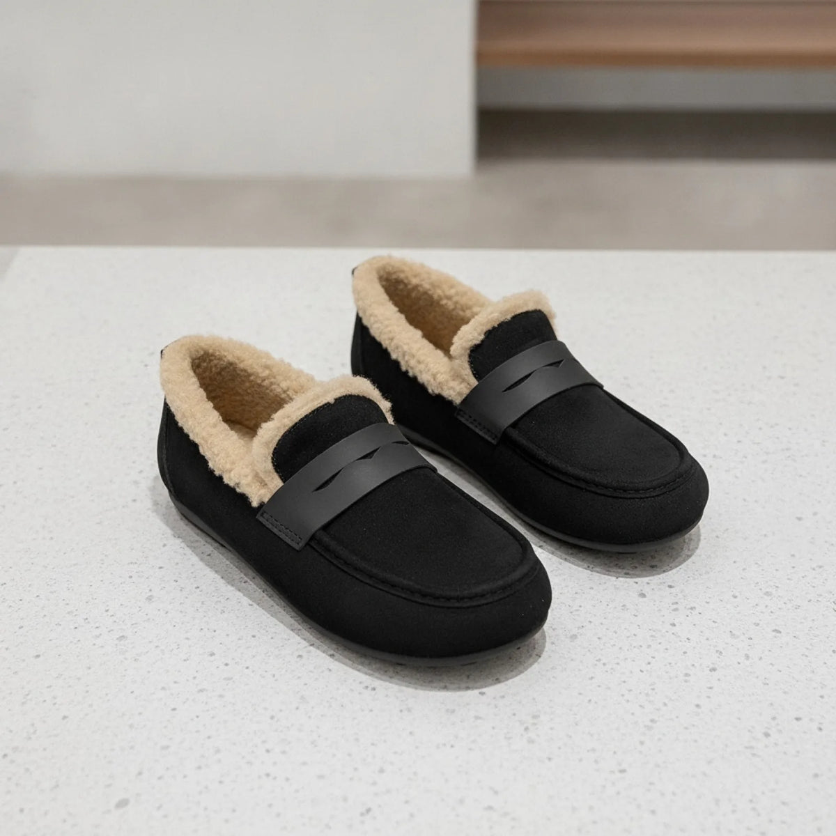 Mocassins Femme Daim Doublé Chaud Élégant - Luxe
