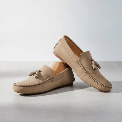BrandX Mocassins Homme Élégants en Suédine Beige