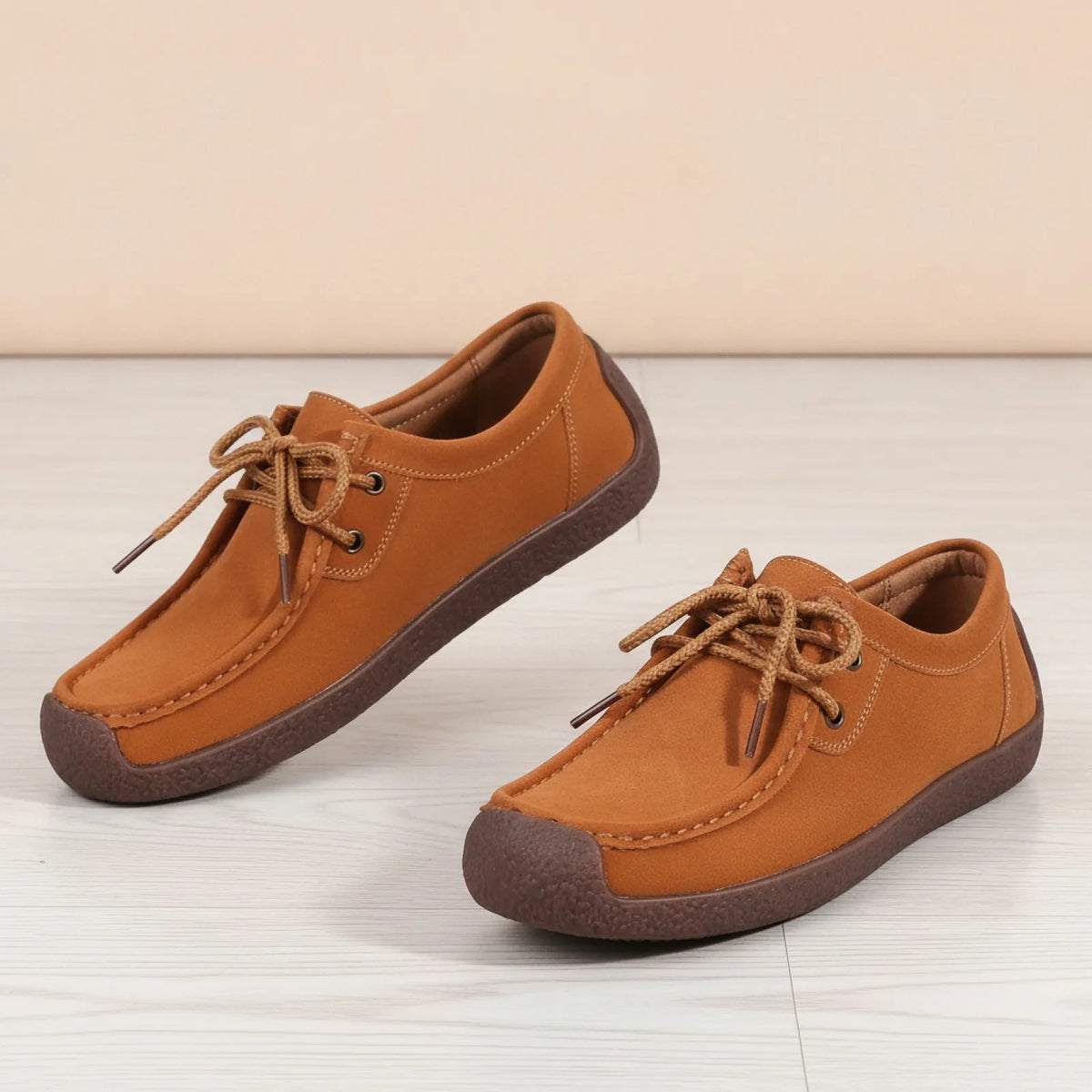 Nova Mocassins Femme Daim Synthétique à Lacets Confort