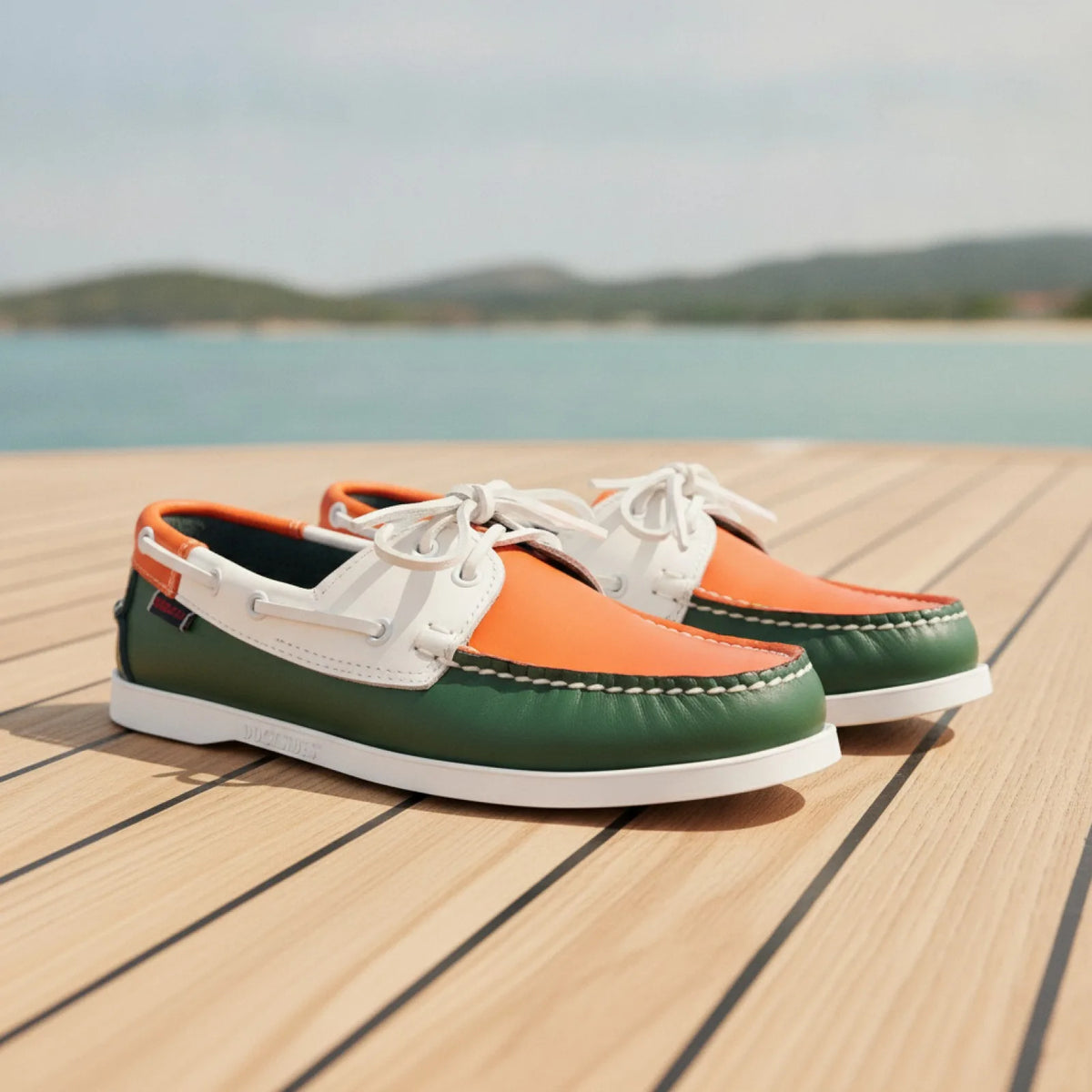 Nova Mocassins Bateau Homme Orange Tricolore