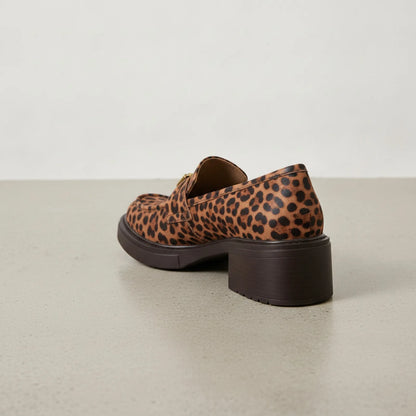 BrandX Mocassins à Talon Simili Cuir Motif Léopard