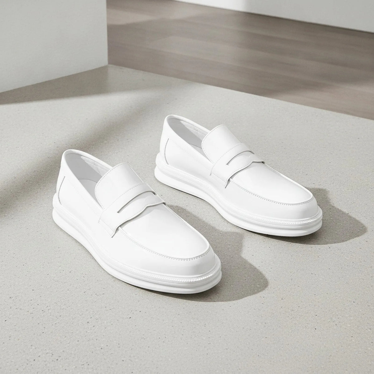 LuxeStep Mocassins Blancs Cuir Synthétique Homme